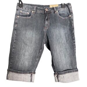 Y2K Jeans Dark Wash Studded Bermuda Shorts Blue Size 8 McBling